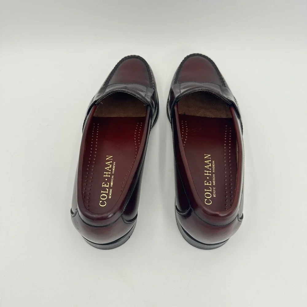 Cole Haan Penny Loafers Mens 7.5 D Burgundy Leather Handsewn Made in USA 1166